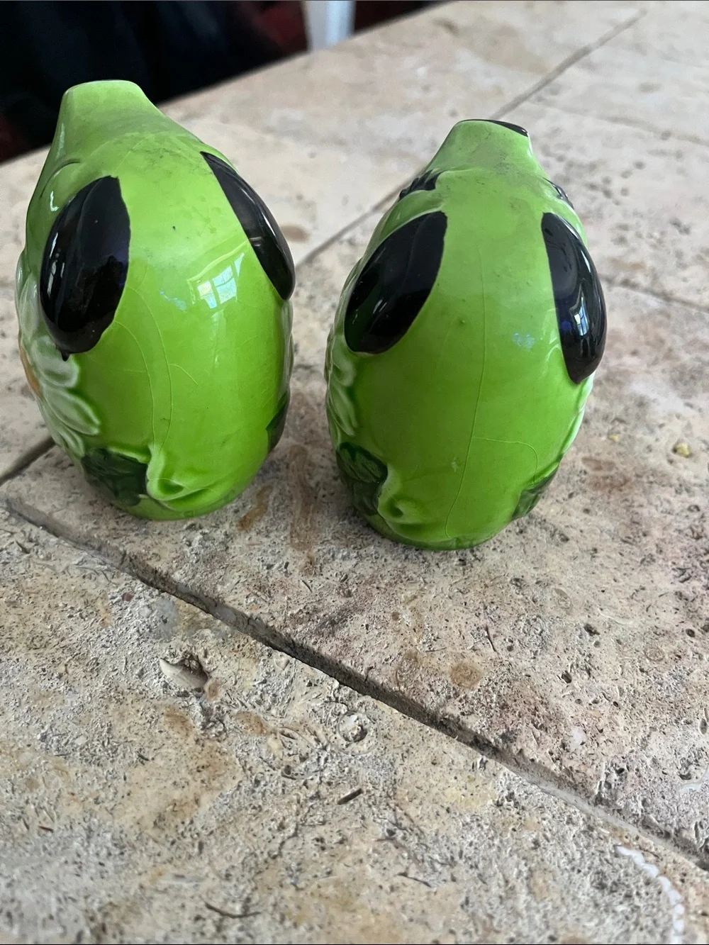 Green Daisy Ceramic Salt and Pepper Shaker Set